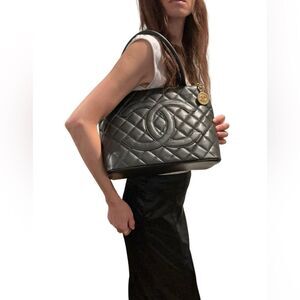 Chanel Black Quilted Leather Tote